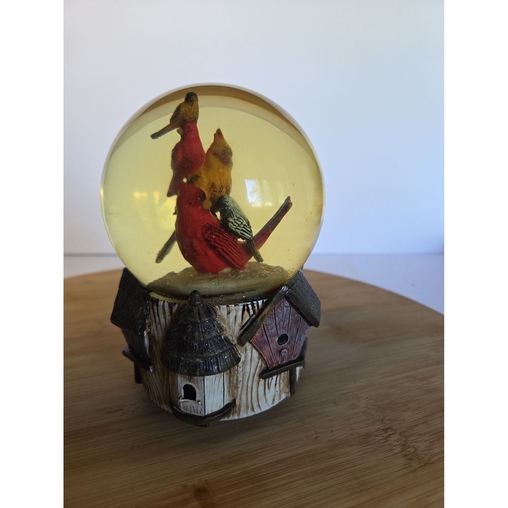 Roman Inc Stack of Birds Musical Water Globe Yesterday Once More Cardinal 5.5"